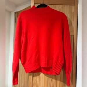 Jcrew red cashmere mock neck sweater. Size xl.